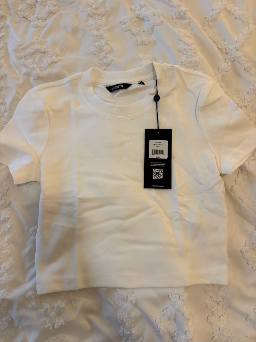 Cuts Clothing White Cropped Crew Tee